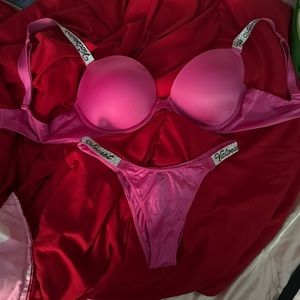 Victoria's Secret rhinestone push-up bra and panty set PINK - PURPLE